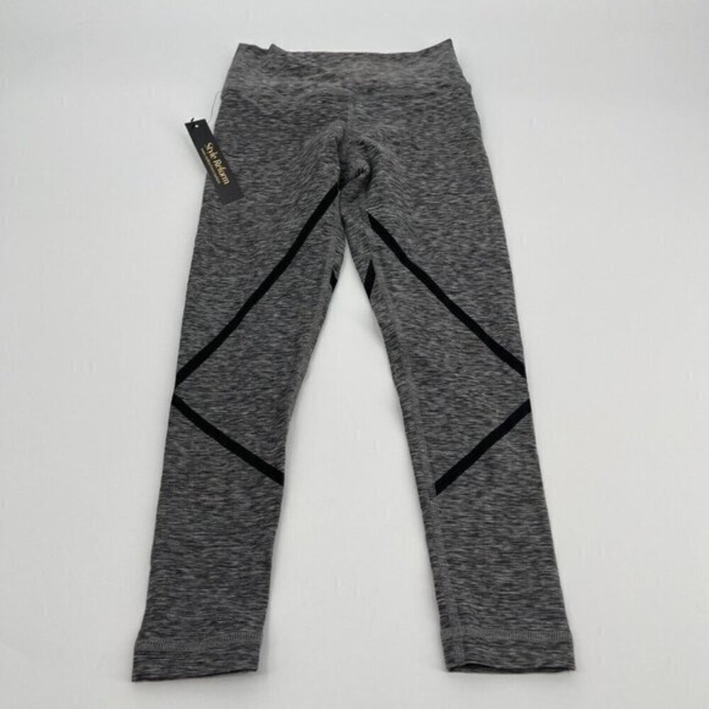 Style Reform Capri Leggings XXS Womens Gray Black Striped Spandex Stretch Active
